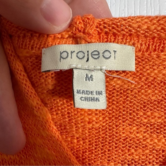 Project brand "BEACH" lightweight hoodie, orange, sz. M, linen/cotton, nubby - Picture 4 of 7